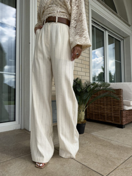 Spodnie SIMPLE paski – waniliowy beż