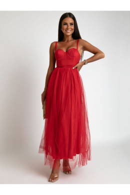 Tiulowa sukienka czerwona